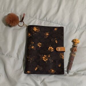 Coach Floral Brown and Yellow Notebook Cover